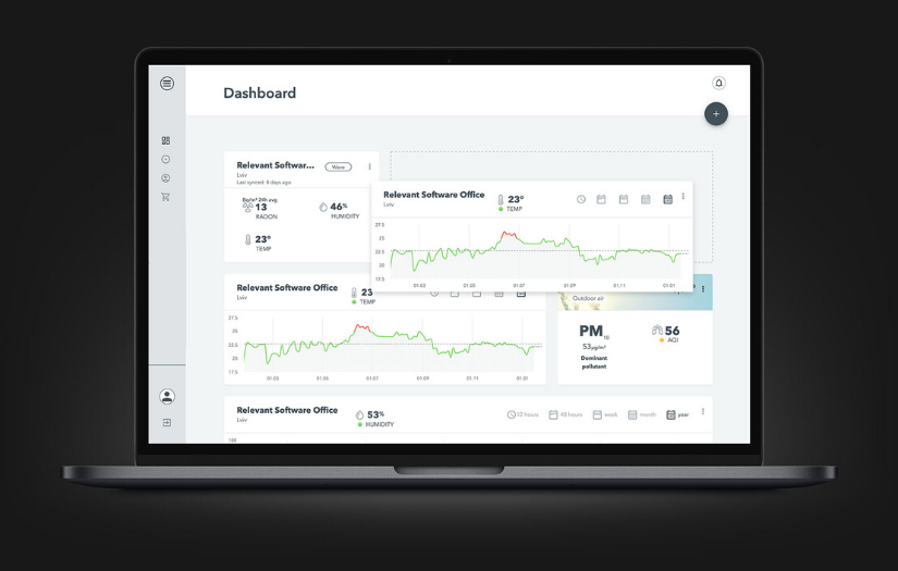 Visualizing air quality sensor data in a web dashboard screenshot 1
